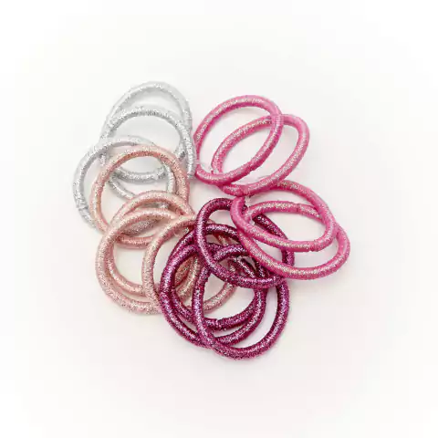 Set gomitas elasticas con brillo