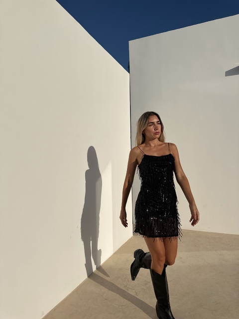 VESTIDO LEVON LENTEJUELAS NEGRO