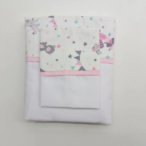 Sabana Cuna Funcional Banderin Rosa - comprar online