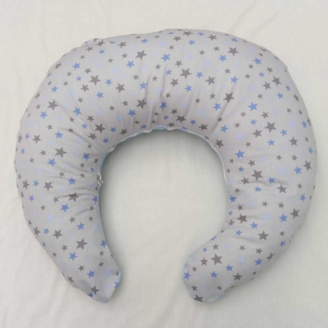 Almohadon de lactancia estrella azul y gris