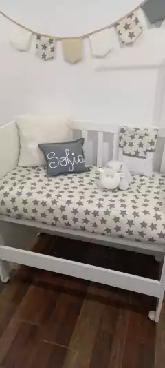 Colecho CLS01 Acolchado Natural con estrellas grises Gabardina - Babyfant