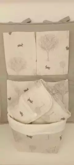 Combo Cambiador Conejitos Grises