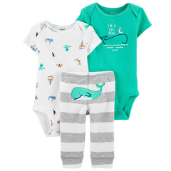 Carter's Set 3 Piezas Bodys y Pantalón "Ballena"