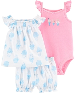 Carter's Set 3 piezas Body, Remera y Short "Helado