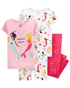 Set 4 piezas Pijama de algodón Sirenas