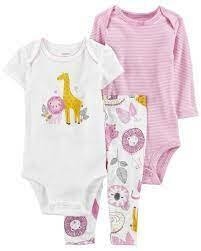 Carter´s Set 3 Piezas Bodies Mangas Cortas Pantalón Leon y Jirafas