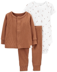 Carter´s Set 3 Piezas Body Mangas Cortas Campera Pantalon