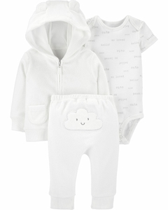 Carter's Set 3 Piezas Body, Campera y Pantalón "Nubes"