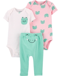 Carter's Set 3 Piezas Bodys y Pantalón "Rana "
