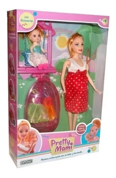 Muñeca Pretty Mami Embarazada + Bebé y Hermanita - comprar online