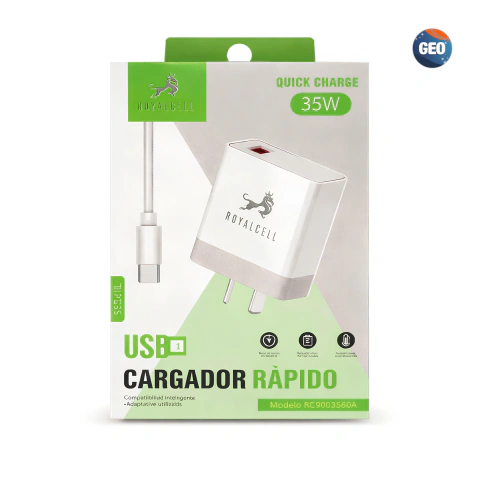 Cargador Royalcell 35W USB Quick Charge con Cable USB-C