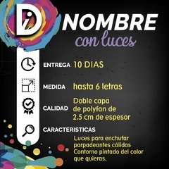 Nombre Con Luces Cartel P/ Dormitorio Candy Babyshower - Diseño ideas Gráfica Integral