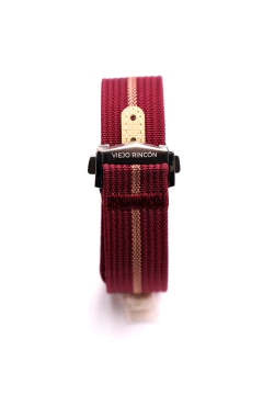 Ribbed Single Deployant Nato strap Wine Red-Khaki