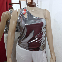 REMERA BRILLOSA CON FRUNCE. ART 1803