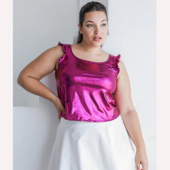 REMERA BRILLOSA CON VOLADO. ART 1802