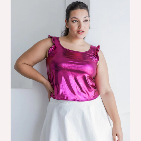 REMERA BRILLOSA CON VOLADO. ART 1802