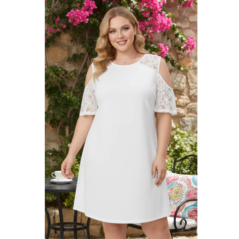 VESTIDO DE MODAL CON ENCAJE. ART 7417