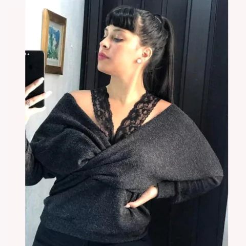 SWEATER DE LANILLA CON ENCAJE. ART 2025