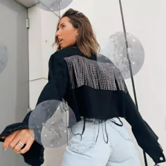 CAMPERA DE JEANS CON FLECO DE STRASS. ART 3039 - comprar online