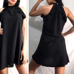 VESTIDO DE CREP CON VOLADO. ART 7039