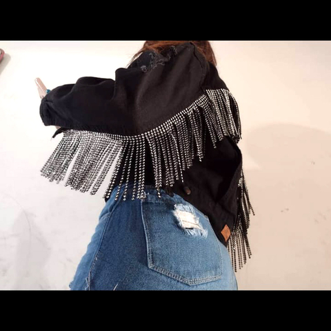 CAMPERA DE JEANS MOM CON STRASS. ART 3090