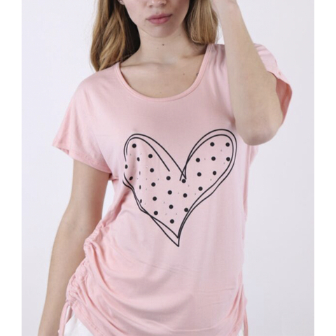 REMERA DE MODAL CORAZON CON FRUNCE. ART 1874