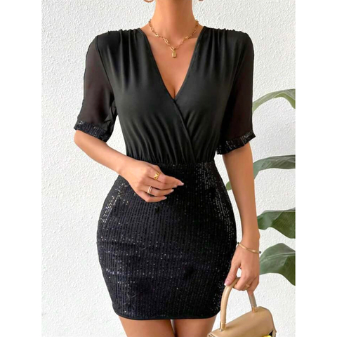 VESTIDO DE MODAL CON LENTEJUELAS art. 7337