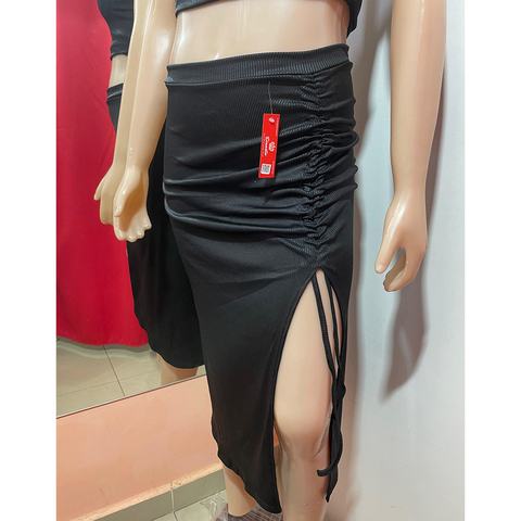 POLLERA DE MORLEY BRILLOSO CON FRUNCE art. 7346 - comprar online