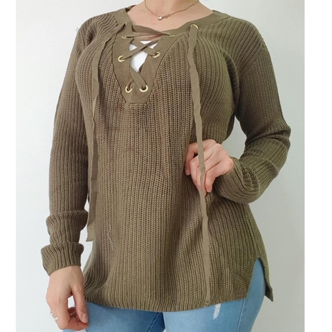 MAXI SWEATER CON ESCOTE EN V. ART 2017 - comprar online
