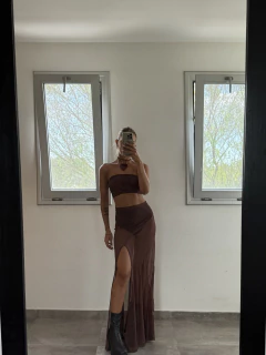 Pollera FOLKY chocolate - tienda online