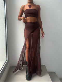 Pollera FOLKY chocolate - comprar online