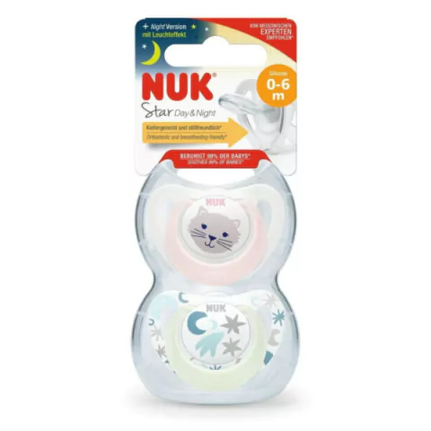 NUK CHUPETE STAR SET X2 DIA Y NOCHE 0-6 M