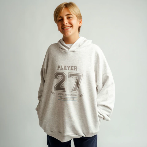 BUZO TWEEN RÚSTICO TRIESTE OVERSIZE GRIS MELANGE