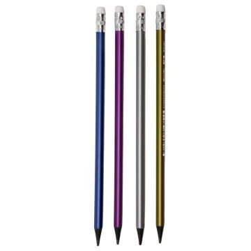 LAPIZ KIRUKI NEGRO METAL GRAFITO CON GOMA - comprar online