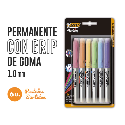 MARCADOR BIC INTENSITY PERMANENTE PASTEL X 6 U.