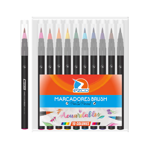 MARCADOR EZCO PINCEL (FIBRAS) X 10u