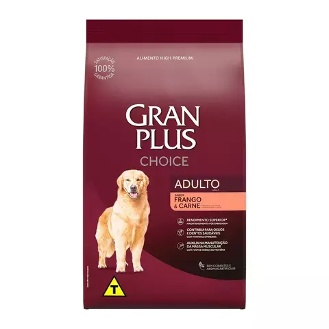 Ração GranPlus Choice Cão Adulto Frago e Carne 15kg
