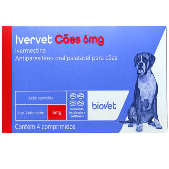 Ivervet Cães 6mg com 4 comprimidos