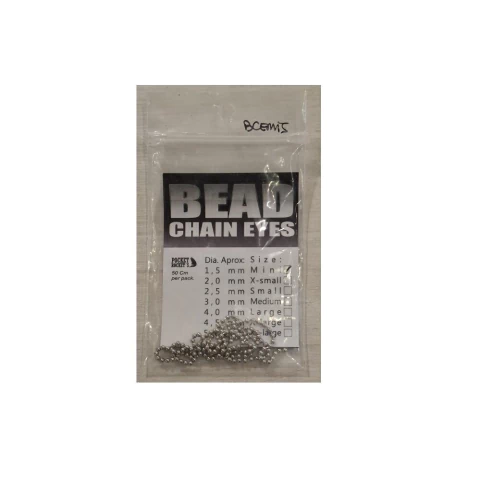 BEAD CHAIN EYES SILVER MINI 1.5MM POCKET ROCKET (BCEMIS)