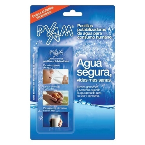 PASTILLA POTABILIZADORA DE AGUA PYAM - TABLETA X 10 UNIDADES (7798027110859)