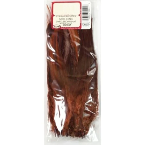 STRUNG ROOSTER SADDLES LONG DYED BROWN (053526022018)