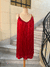 Vestido tejido rojo con flecos - comprar online