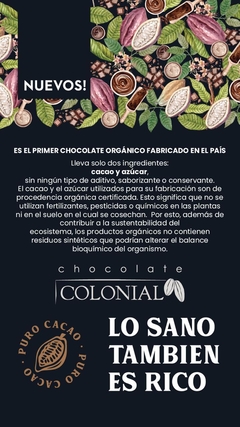 100 g Chocolate orgánico 80 % sin tacc "Colonial" en internet