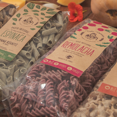 400 g Pasta integral agroecológica de TOMATE Y AJO "Doña Dominga" - Rebrote Almacén Orgánico