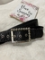 Cinto Negro ancho 4 cm plata