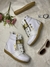 ZAPATILLA TACO ESCONDIDO CLASICAS BLANCO TIRA DORADA (Con estrellas metal y BASE BEIGE) -ZTE - Mara Ruth