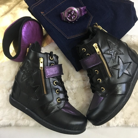 ZAPA CLASICA NEGRO Y VIOLETA -ZTE- ZAPA TACO ESCONDIDO - comprar online