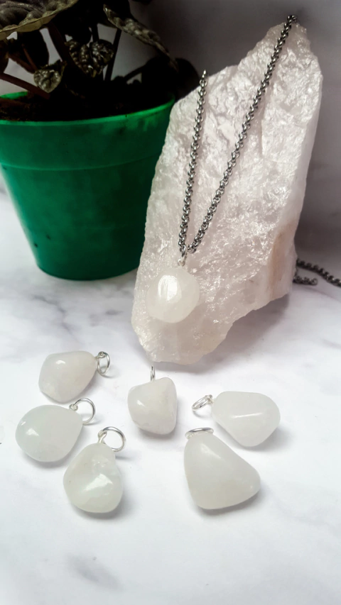 Dije Piedra Cuarzo Blanco Mini Rolada Ideal Pulsera Por Mayor