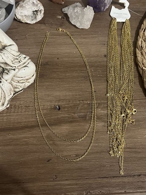 Imagen de PACK collar cadena acero dorado DOBLE 45 y 50 cm