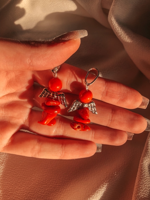 PACK dijes Angelitos x3 coral rojo